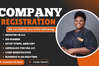 register US llc, ein number, setup stripe, mercury and airwallex for USA llc