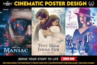 design cinematic movie poster, film poster, hollywood or bollywood style poster