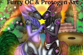 draw your furry oc, protogen, beasters, zootopia, goat or helluva boss character