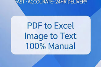do excel data entry, PDF to excel, copy paste, typing in 24 hours