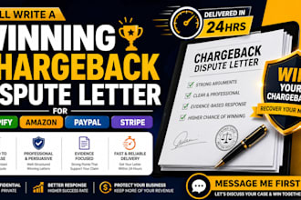 write a winning chargeback dispute letter for shopify and amazon in 24hrs