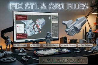 fix mesh, repair, create, modify stl files, obj file, 3d model for 3d printing