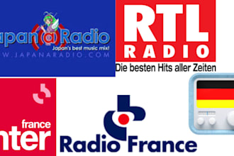 promote your song or ads organically on japan and germany, france radio stations