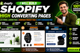 shopify sales funnel landing page, gempages product page zipify landing page