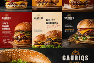 design restaurant branding kit, brand identity brand style guide, food packaging