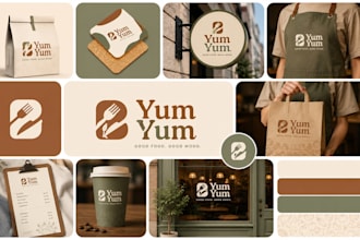 design restaurant branding kit, cafe, drip bag, food packaging, brand identity
