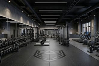 design your 3d gym, fitness center, home gym and wellness studio interior