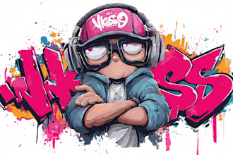 create graffiti illustration design for you