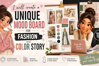 create a unique mood board for fashion and color story