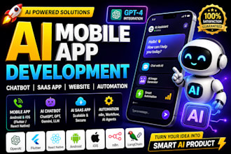 do ai mobile app, chatbot, saas, mobile app, website with flutter, openai, gpt