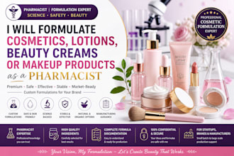 formulate cosmetics, lotions, beauty creams or makeup products as a pharmacist