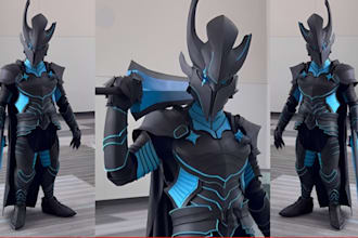 create custom wearable dark fantasy knight anime cosplay armor 3d game cosplay