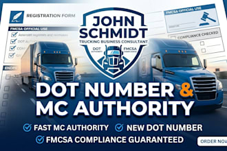 file dot number, mc authority and boc 3 for trucking company