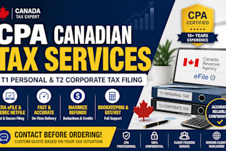 prepare and file canadian taxes, corporation tax t2, personal tax t1