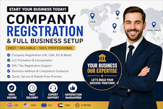 do virtual address, company registration and full business setup worldwide