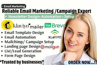 design email campaigns, automation, and newsletters with klaviyo, mailchimp
