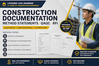 prepare professional construction method statement, rfi and qaqc documents