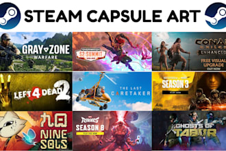 design steam capsule game cover art, steam art,  capsule artwork, game cover