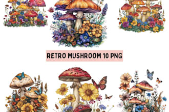 make amazing vintage mushroom logo