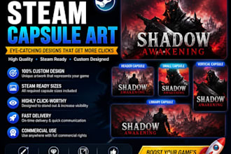 create steam capsule art, design steam game concept art steam page