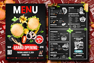 design amazing editable restaurant menu, flyer food, digital menu, food menu