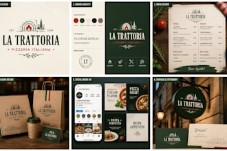 italian restaurant branding kit pizzeria menu design logo cafe brand identity
