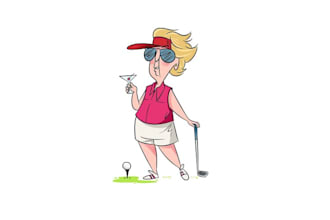 design golf caricature contest dotty green best product logo
