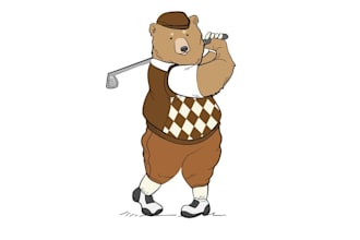 design golf themed clothing brand grizzly bear mascot logo