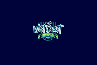 design indoor track field event west coast championship logo