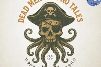 do vintage pirate skull octopus logo design