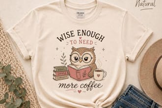 design high quality t shirt owl book logo