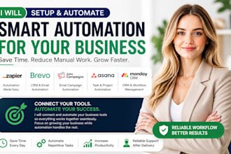 setup zapier, brevo crm, zoho email campaigns, asana, monday crm automation