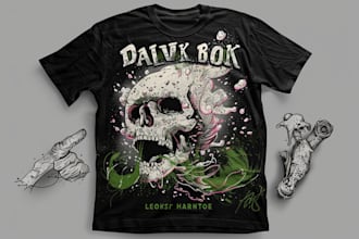 create t shirt design vintage punk, classic rock, dark art