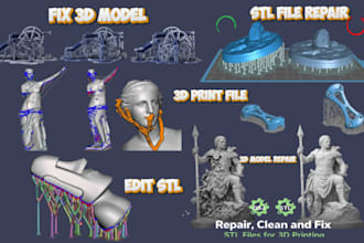 fix, repair, prepare, edit and convert your stl file, 3d cad model, step file