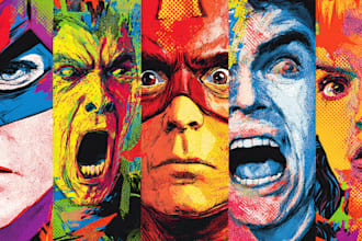 illustrate a superhero pop art portraits