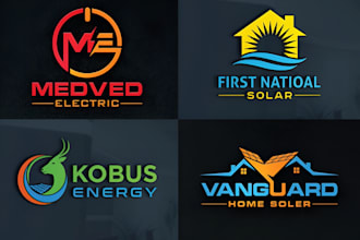 do modern solar panels, electrical power, and energy logo