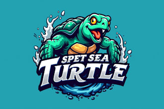 do unique sea turtle mascot esport logo design