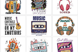 design hand drawn retro music radio station logo