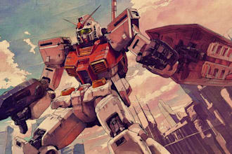 create retro mecha or scifi gundam art