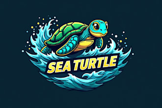 do high quyality sea turtle mascot esport logo 1 day