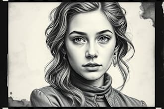 make a realistic pencil portrait and charcoal sketch