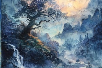 design fantasy watercolor background and landscape