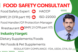 be food safety consultant, haccp expert, gmp, iso 22000, sqf