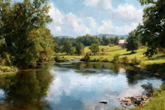 paint landscape in oil painting