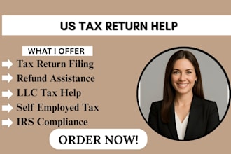 prepare and file US tax return, llc tax, 1040, 1120, refund help professionally