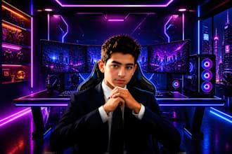 create rgb gaming room, neon setup, stream overlay, twitch background 4k