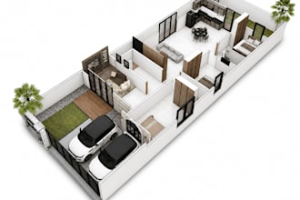create modern 3d floorplan interior exterior and walkthrough