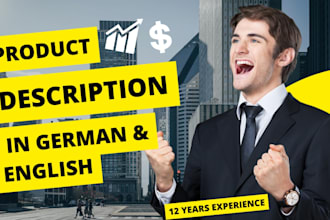 write german or english texts, product descriptions or bio