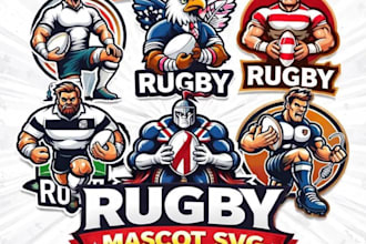 do colorful sports rugby team mascot logo