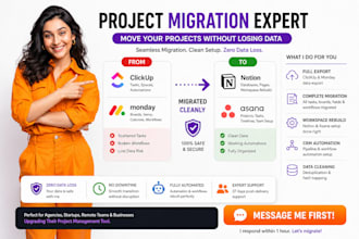 migrate your clickup monday data to notion asana professionally CRM automation